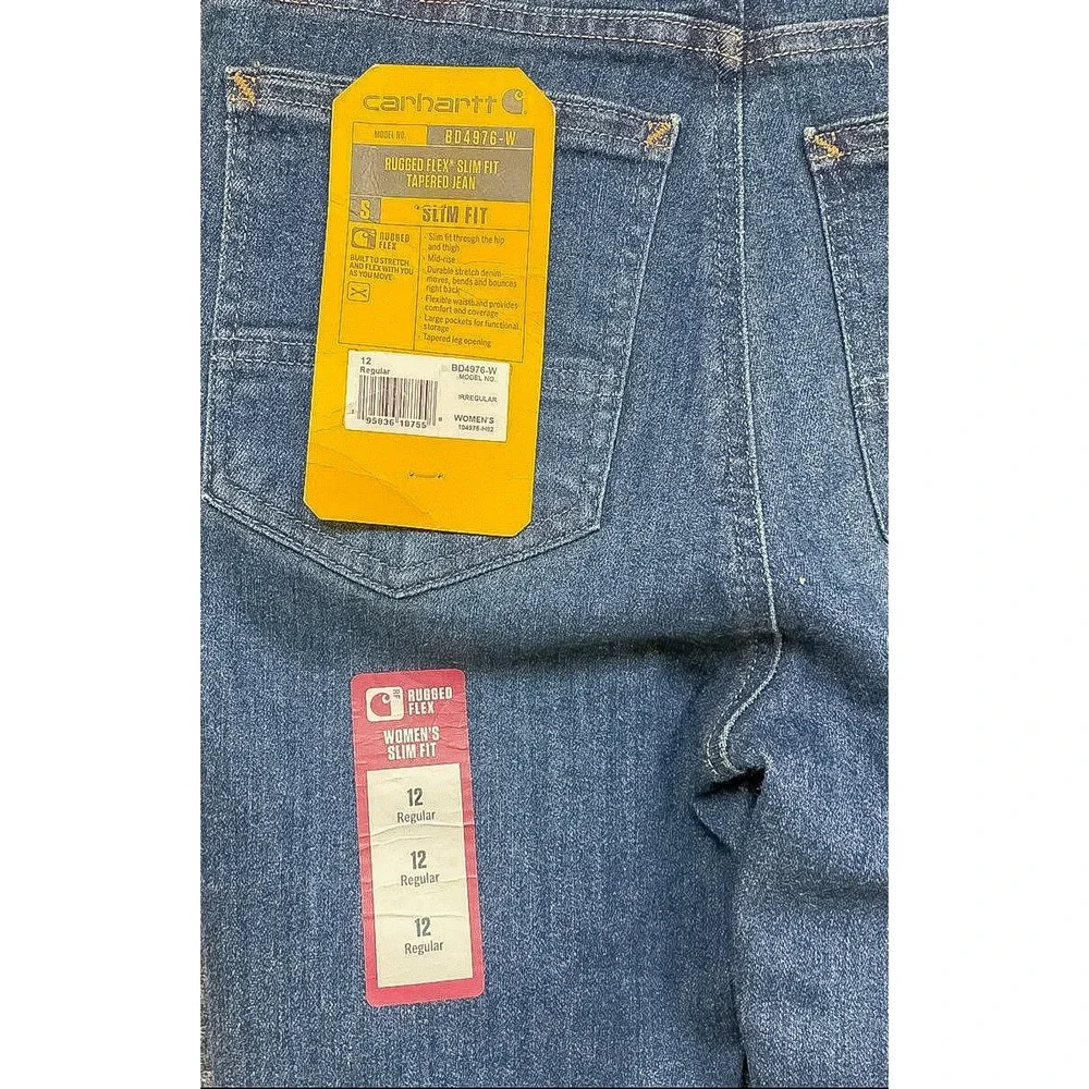 Carhartt Rugged Flex Slim Fit Tapered Jeans Womens 12 Regular Blue BD4976-W - Picture 4 of 4